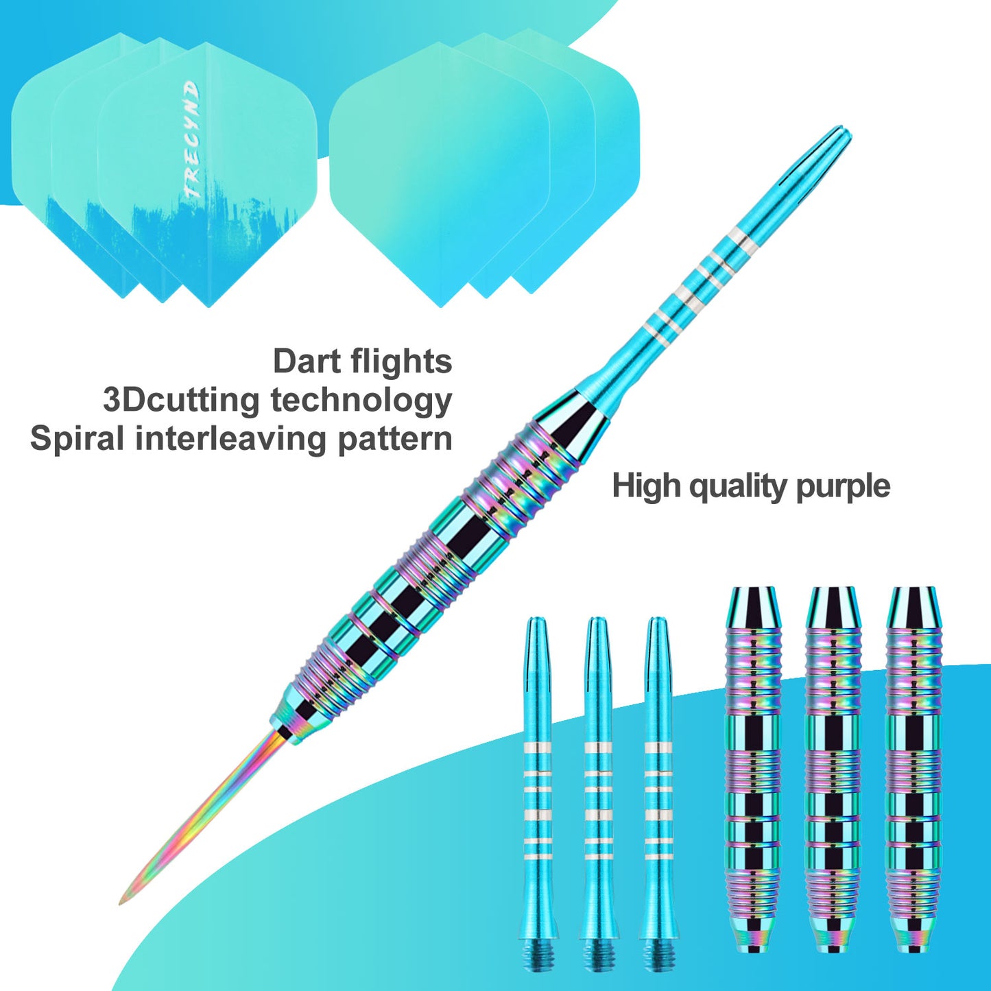 Darts Metal Tip Set 3 Aluminum Shaft Metal Dart Set Professional Darts Steel Tip Sets + Extra 3 Dart Flights 3 Replace Plastic Shafts Beginner or Professional Darts 22g