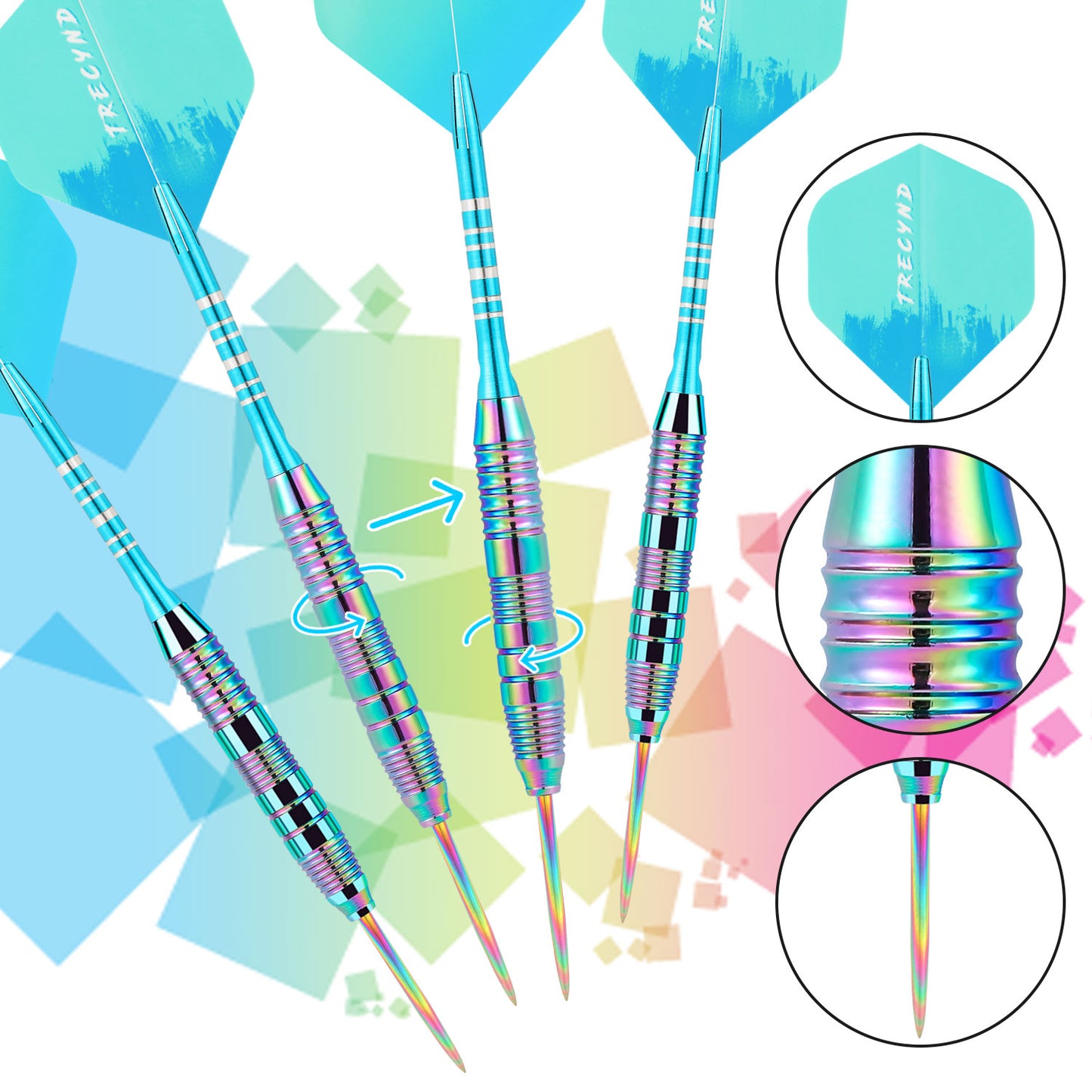 Darts Metal Tip Set 3 Aluminum Shaft Metal Dart Set Professional Darts Steel Tip Sets + Extra 3 Dart Flights 3 Replace Plastic Shafts Beginner or Professional Darts 22g