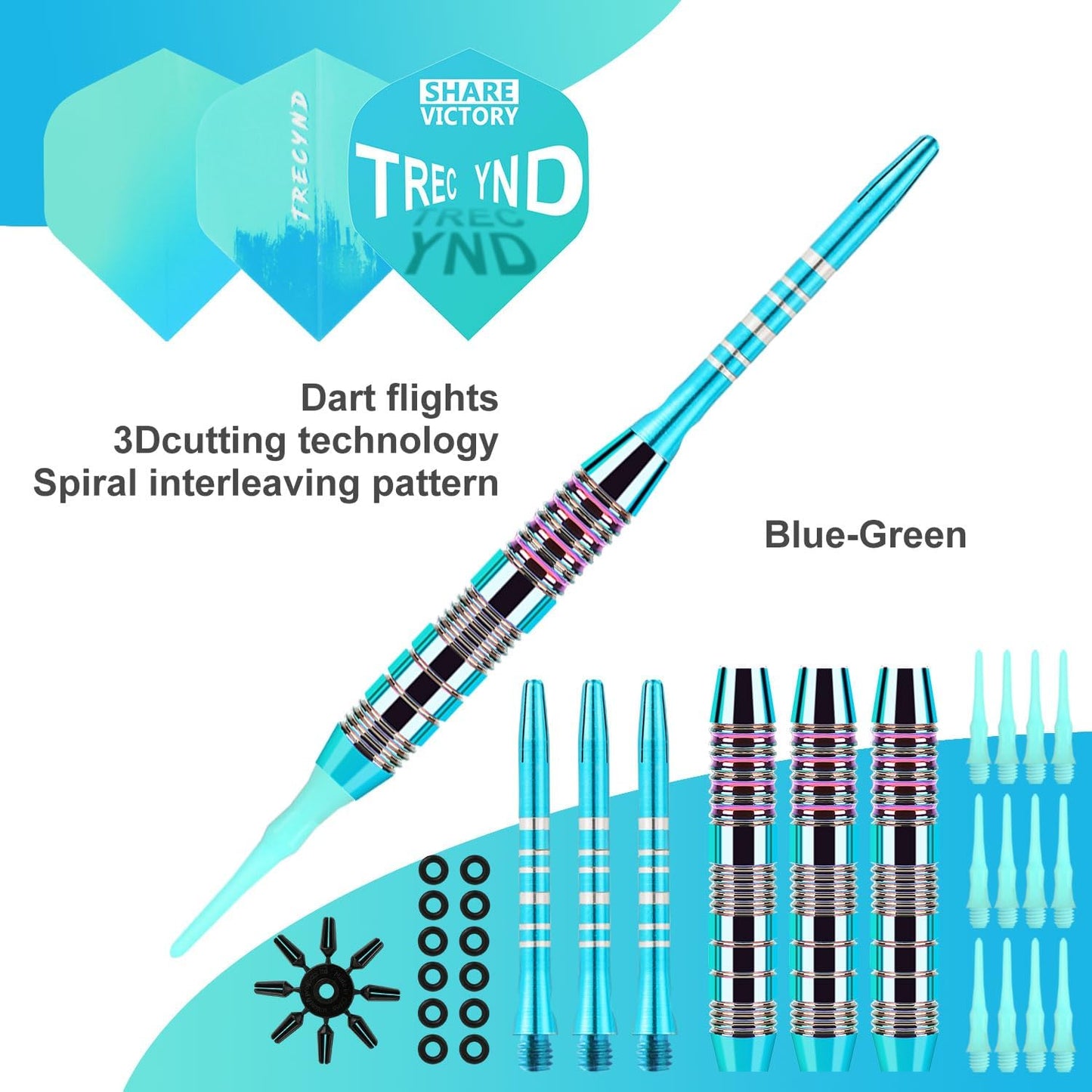 Soft Tip Darts Set 3 Aluminum Shaft Professional Darts Plastic Tip Sets 2BA Replacement Tips + Extra 3 Dart Flights 3 Replace Plastic Shafts for Electronic Dart Board