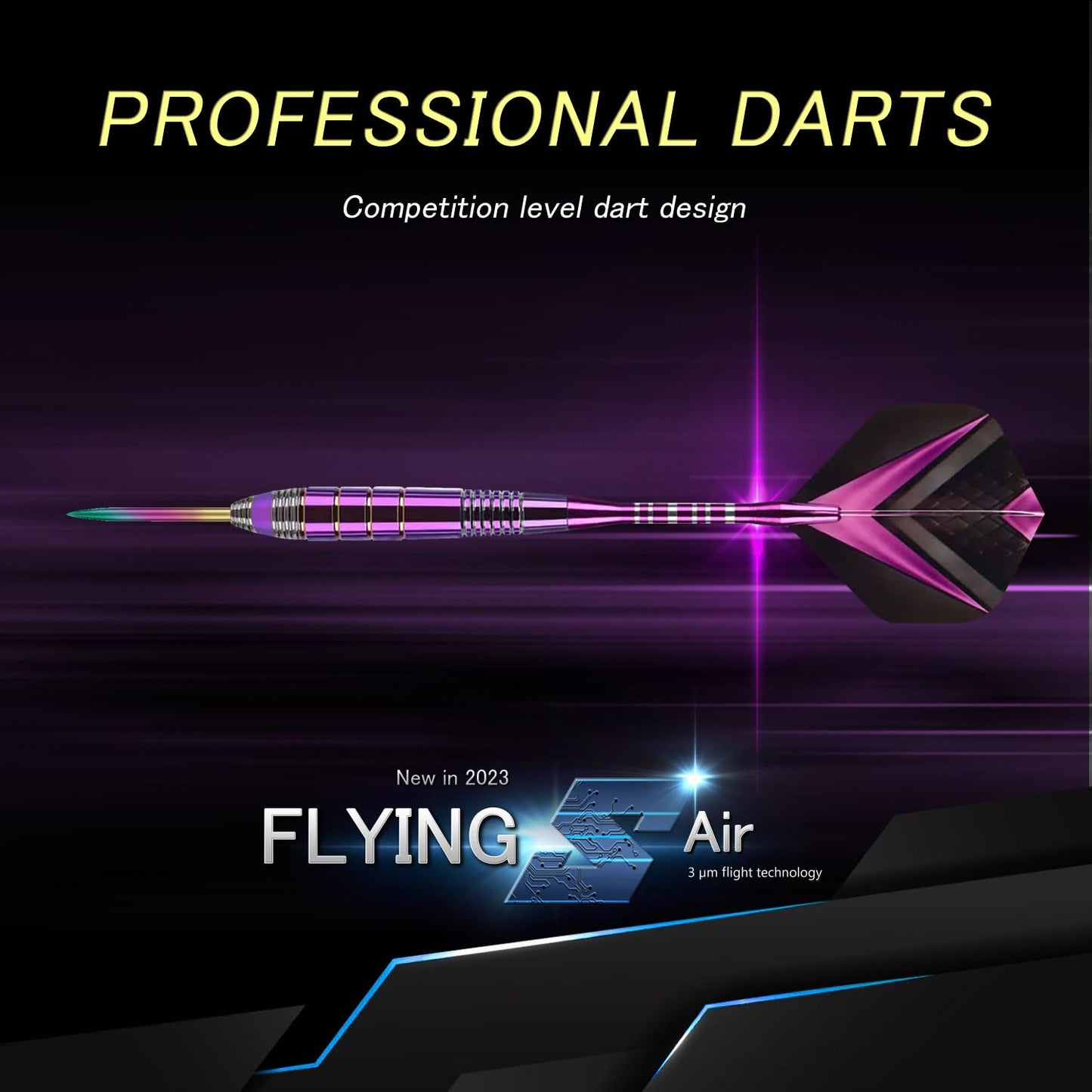 Darts with Metal Tip 24 g, Professional Steel Darts with Metal Tip, Steel Darts Set, Steel Tip Darts, Set of 3 Aluminium Shaft and Extra 3 Dart Flights