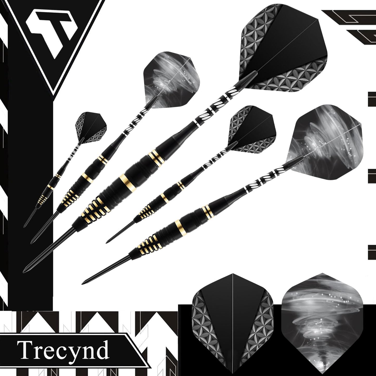 BLACK Darts with Metal Tip, Professional Steel Darts with Metal Tip, Steel Darts Set, Steel Tip Darts, Set of 3 Aluminium Shaft and Extra 3 Dart Flights