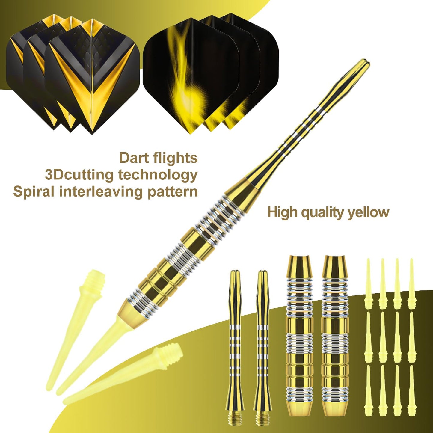 Soft Tip Darts Set 3 Aluminum Shaft Professional Darts Plastic Tip Sets 2BA Replacement Tips + Extra 3 Dart Flights 3 Replace Plastic Shafts for Electronic Dart Board