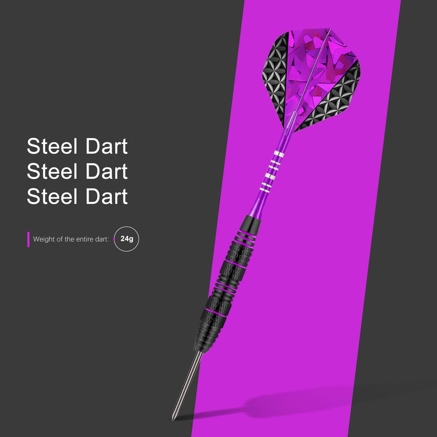 Trecynd Darts with Metal Tip 24 g, Professional Steel Darts with Metal Tip, Steel Darts Set, Steel Tip Darts, Set of 3 Aluminium Shaft and Extra 3 Dart Flights