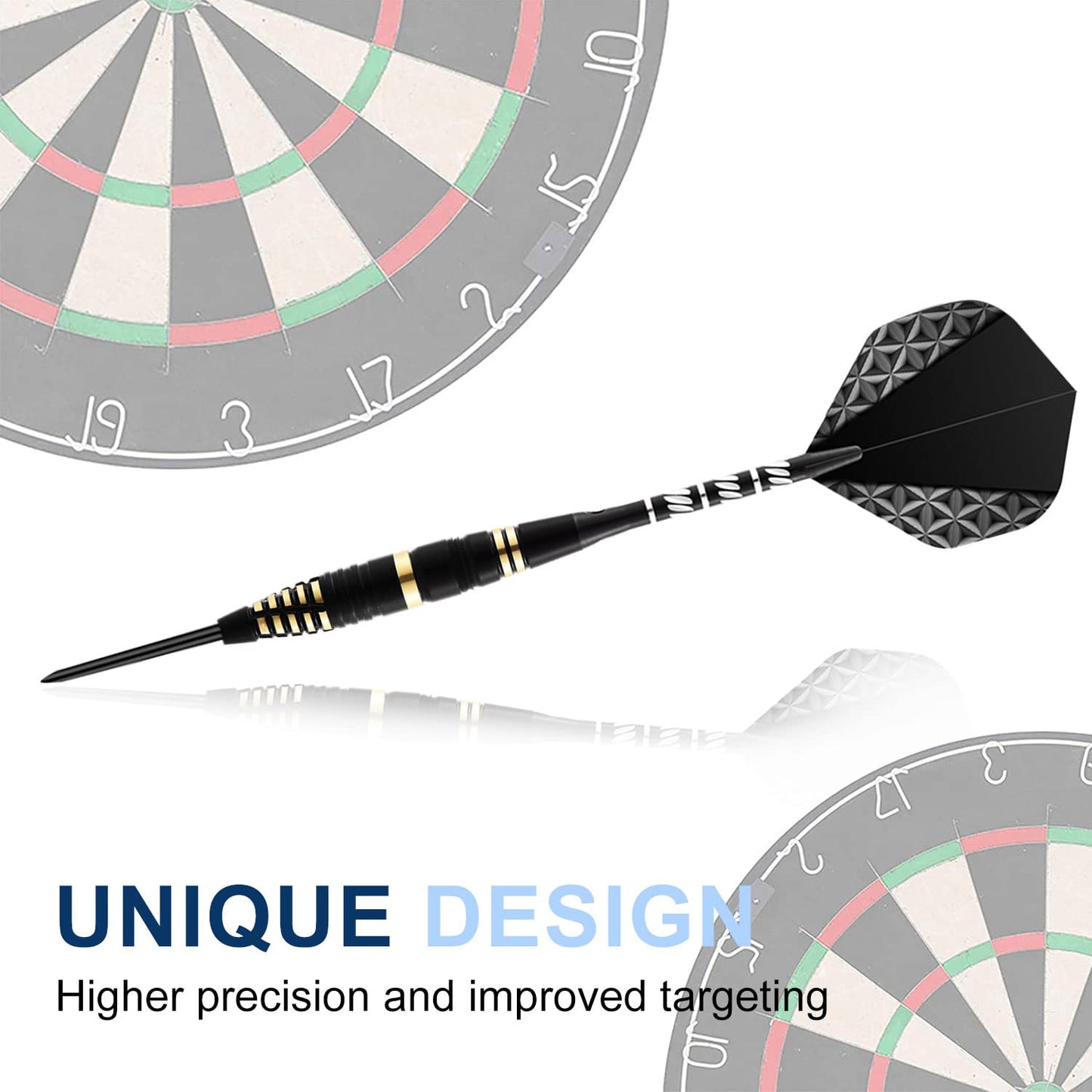 BLACK Darts with Metal Tip, Professional Steel Darts with Metal Tip, Steel Darts Set, Steel Tip Darts, Set of 3 Aluminium Shaft and Extra 3 Dart Flights