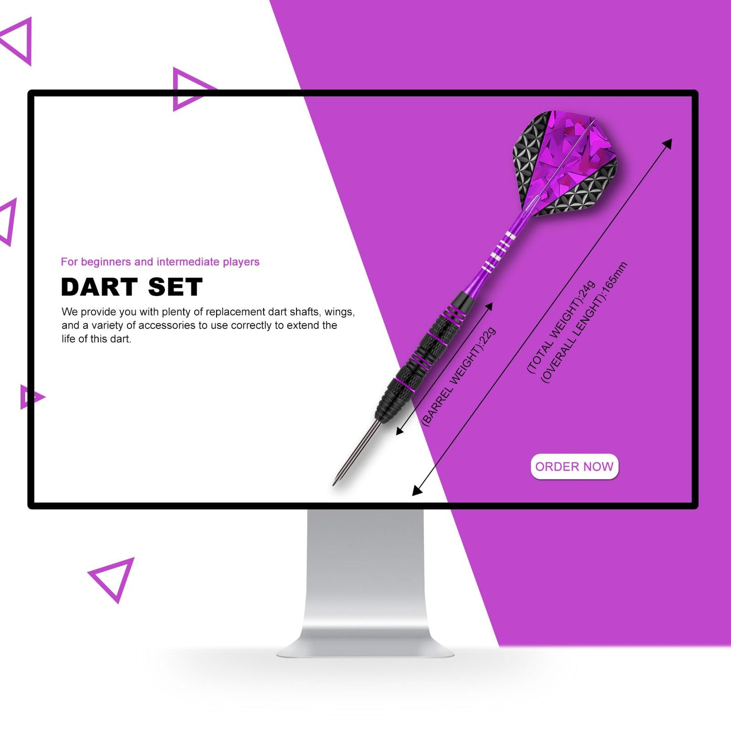 Trecynd Darts with Metal Tip 24 g, Professional Steel Darts with Metal Tip, Steel Darts Set, Steel Tip Darts, Set of 3 Aluminium Shaft and Extra 3 Dart Flights
