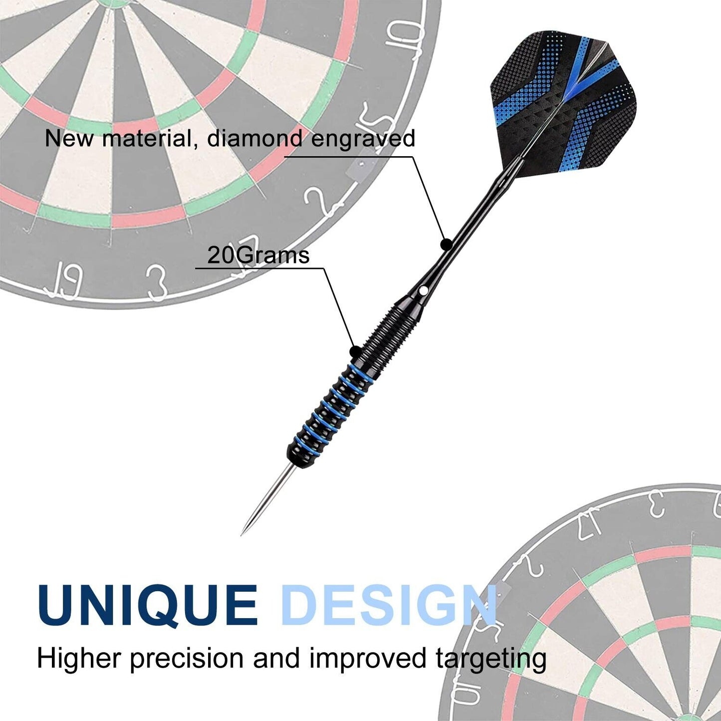 12 Darts with Metal Tip 24 g, Professional Steel Darts with Metal Tip, Steel Darts Set, Steel Tip Darts, Set of 3 Aluminium Shaft and Extra 3 Dart Flights